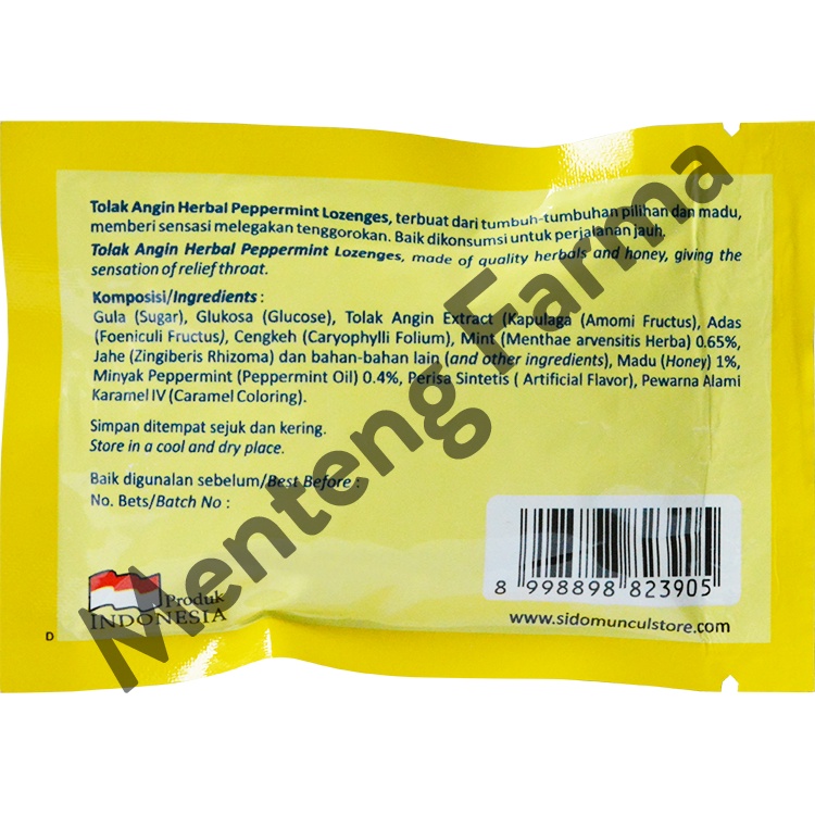 Permen Tolak Angin Lozenges Sachet - Melegakan Tenggorokan Kering