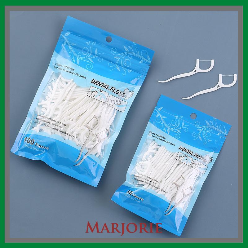 100pcs /50pcs set Dental Floss Benang Tusuk Gigi isi Flosser Teeth Toothpick stick-MJD