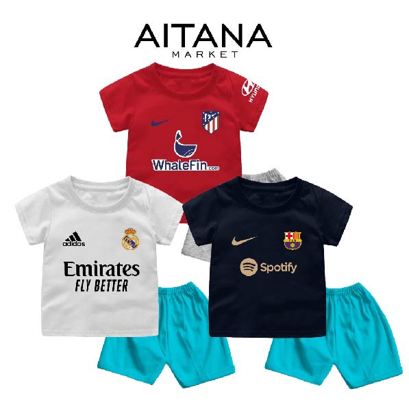 Setelan Bola Bayi &amp; Anak Liga Spanyol SEVILLA MADRID Usia 6 Bulan-8 Tahun Bahan Katun Premium