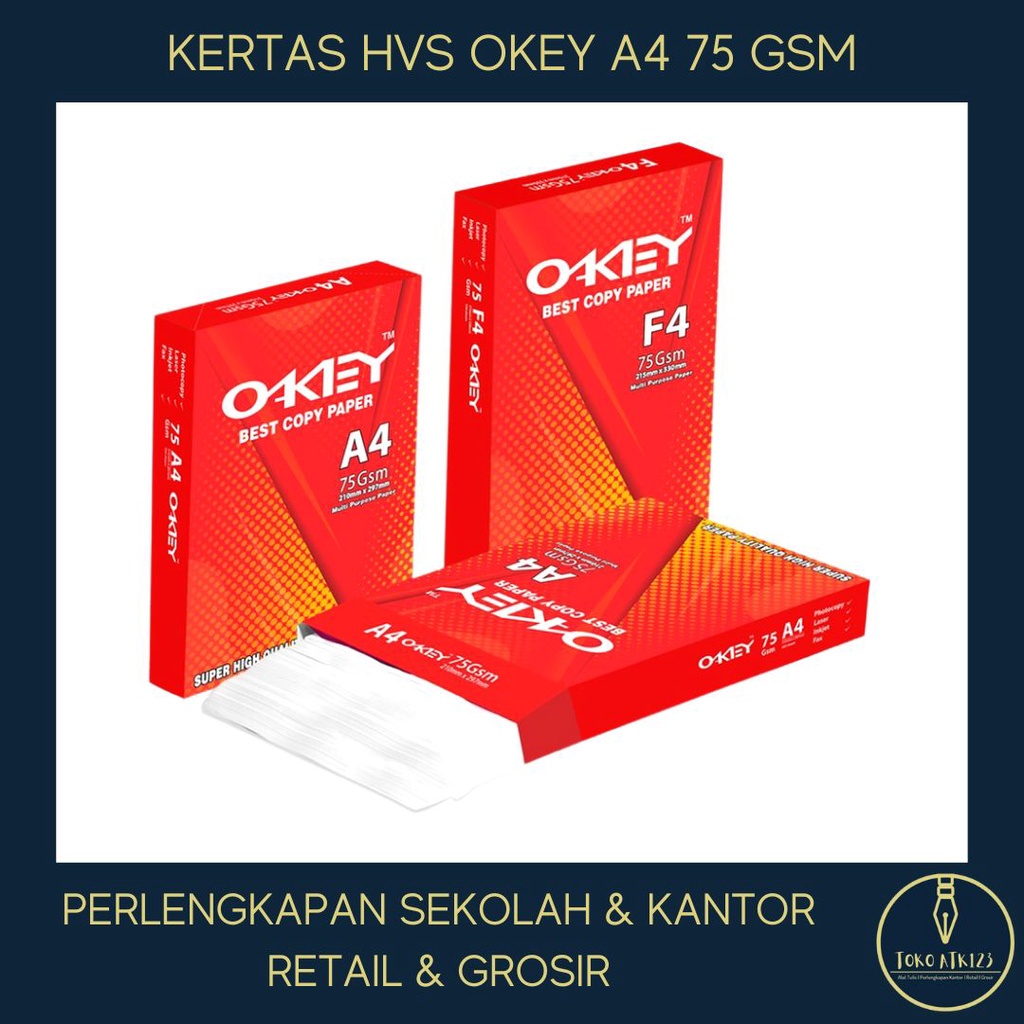 Kertas HVS / Copy Paper A4 75 Gsm Merk Okey