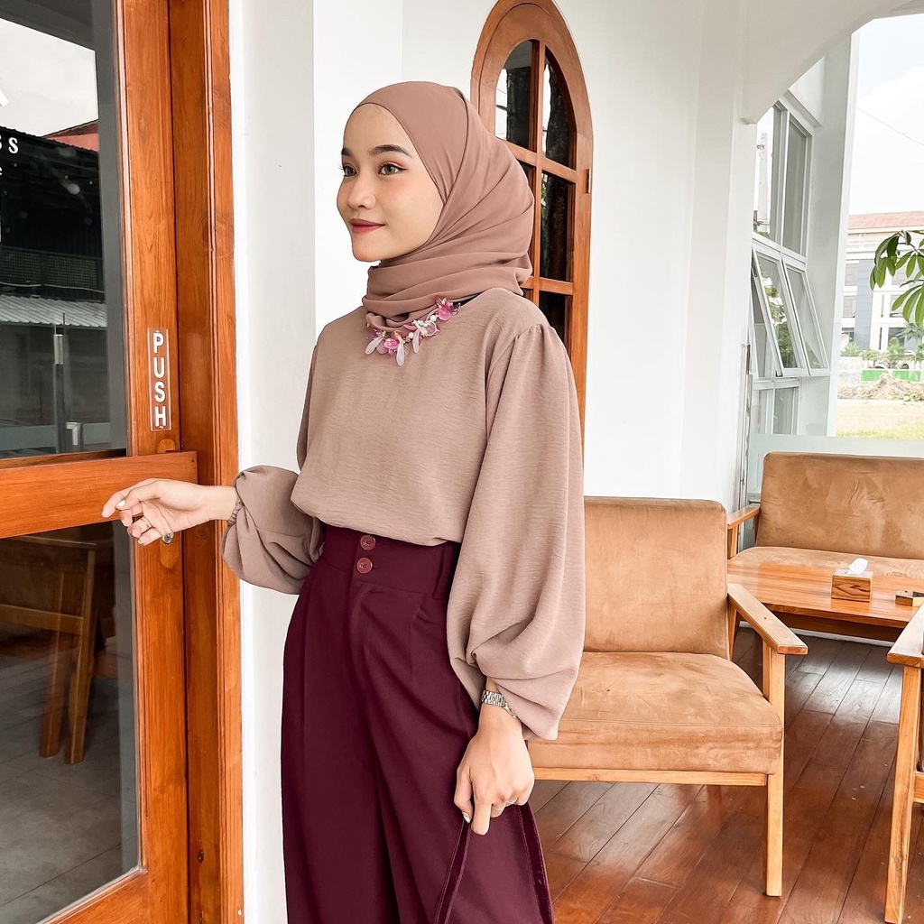 Wika Blouse Bahan Crinkle - BAJU BLOUSE WANITA JUMBO BIG SIZE TO XXXL - ATASAN LENGAN PANJANG