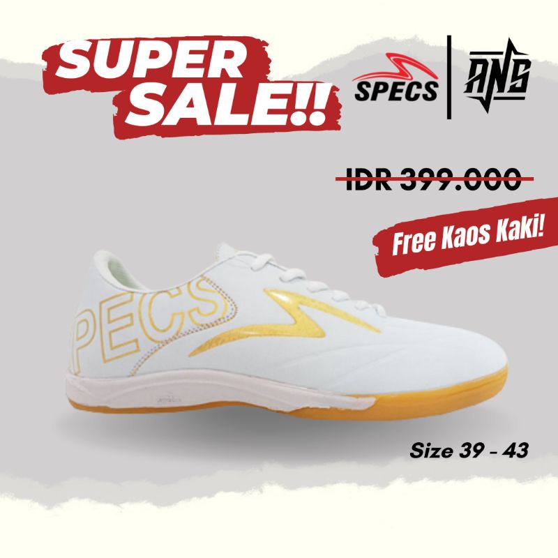 NEW COLLECTION SEPATU FUTSAL SPECS ESTADIO PUTIH GOLD