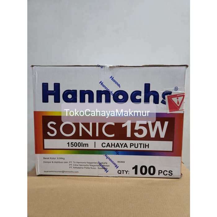 Lampu Bohlam LED Sonic 15w 15watt Hannochs Cahaya Putih 1 DUS 100Pcs