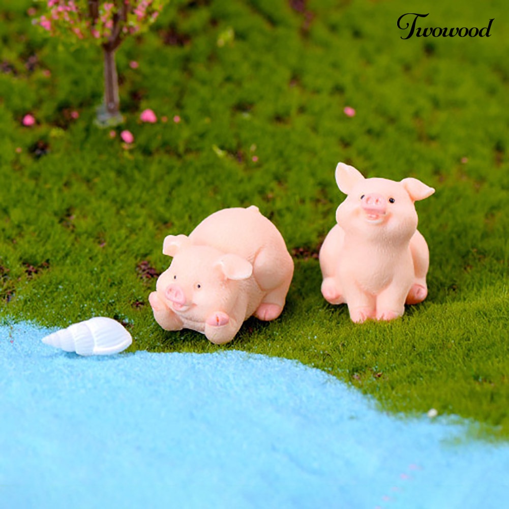 Twowood Miniatur Babi Lucu Bahan Resin Untuk Dekorasi Rumah / Hadiah