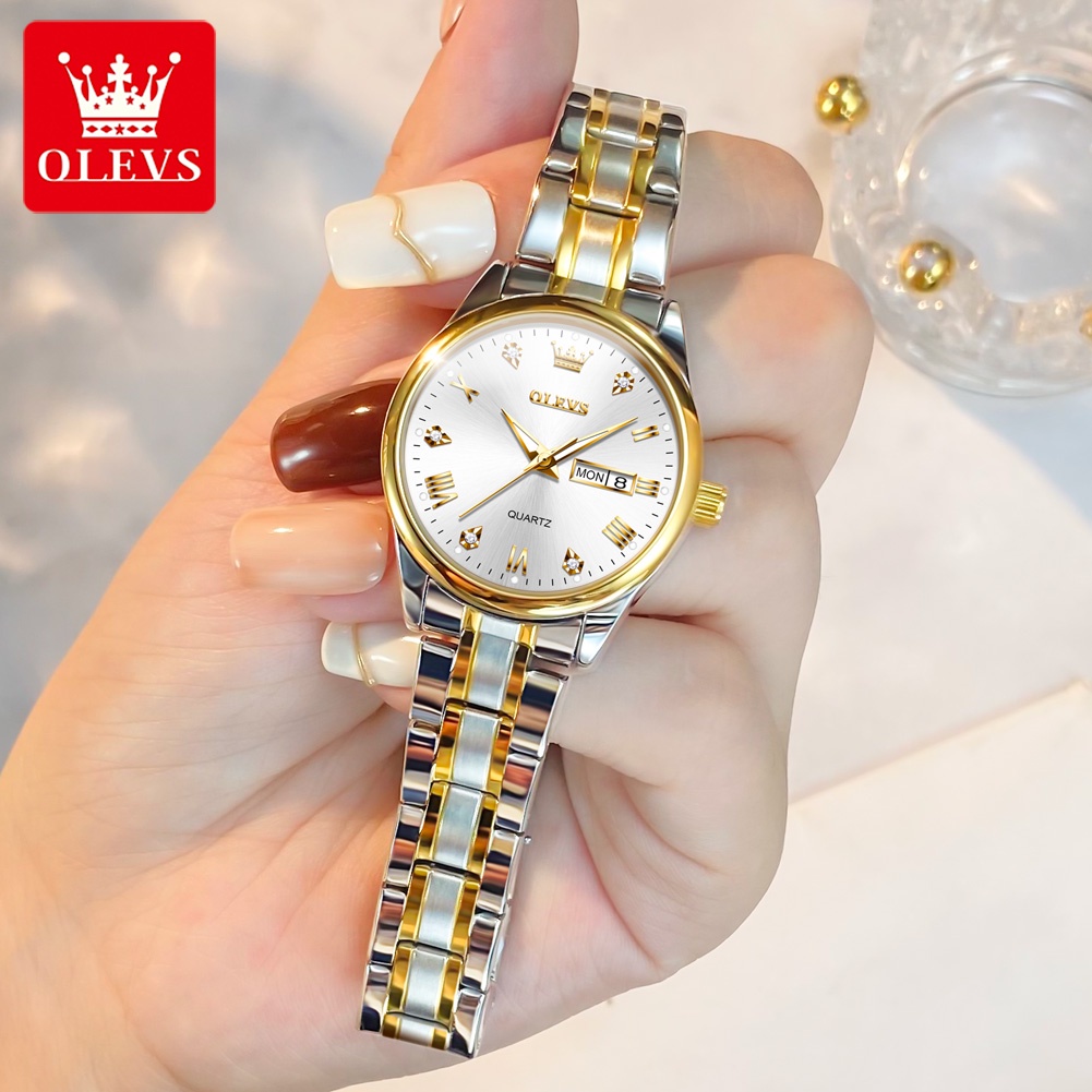 OLEVS Jam Tangan Wanita Original Anti Tahan Air Luminous Stainless Steel Women Watch Luxury Fashion