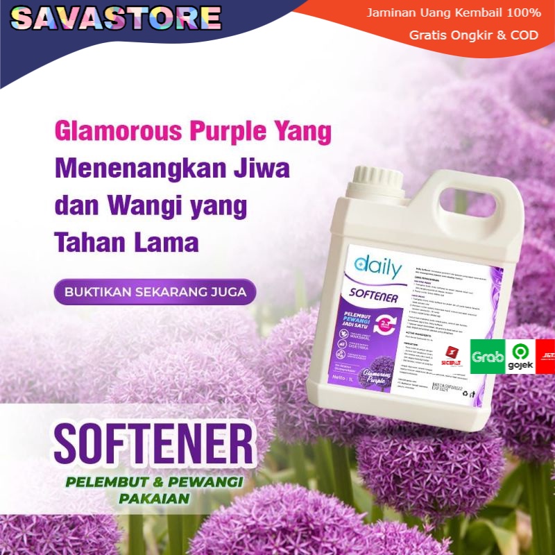 SOFTENER 2IN1 PEWANGI DAN PELEMBUT PAKAIAN 1 LITER - DAILY SOFTENER HARUM GLAMOROUS PURPLE WANGI CHERRY BLOSSOM