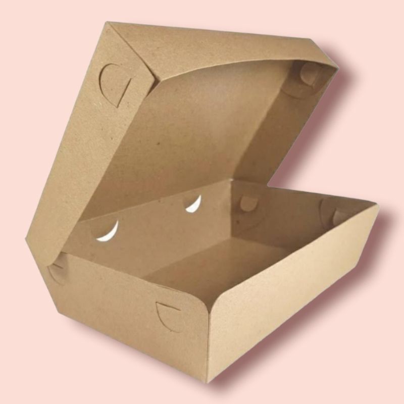 LUNCH BOX L COKLAT KRAFT L MEREK OKEY KUALITAS SUPER MAKANAN TAKE AWAY KERTAS KEMASAN WADAH MAKANAN SIZE L PAPER KRAFT
