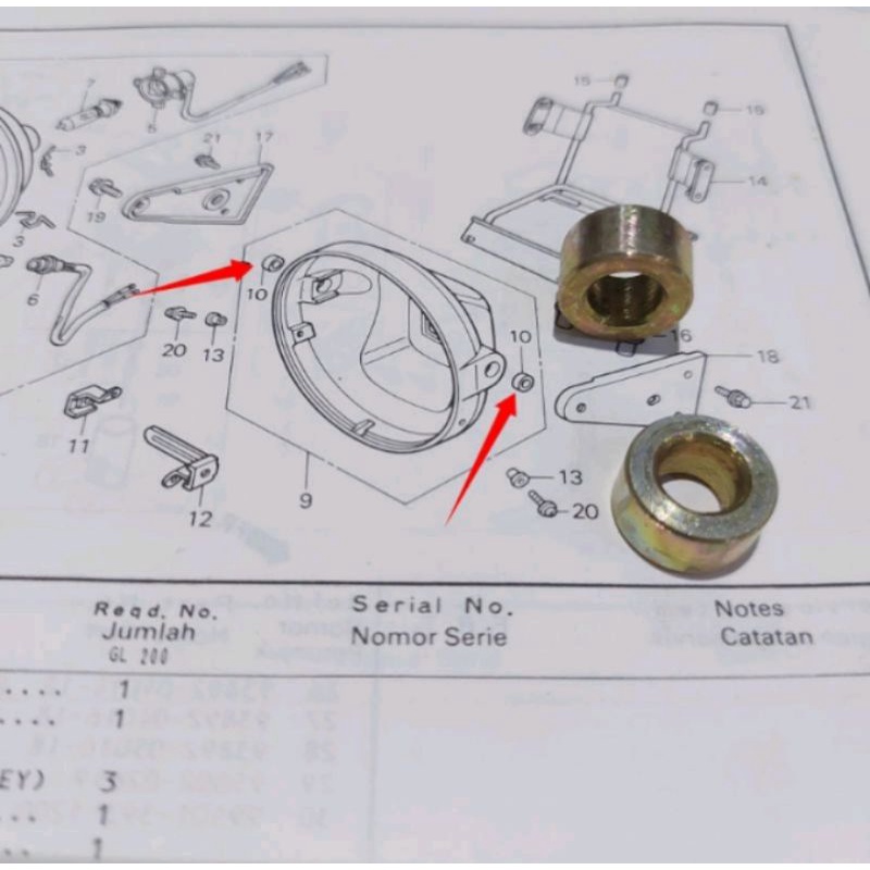 Bosh collar bos batok lampu depan honda tiger lawas