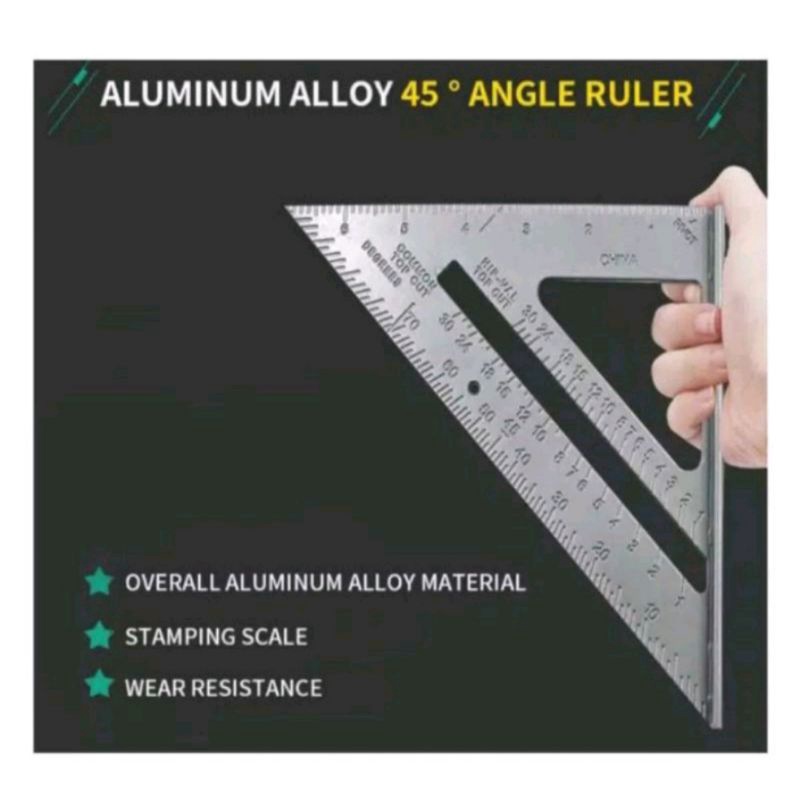 

penggaris siku tukung / penggaris sudut siku / penggaris segitiga aluminium / penggaris speed square 7inch