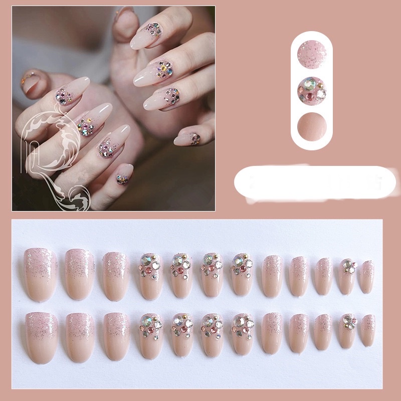 Kuku Palsu 【B48，lem cair】Nikah kuku Wedding False Nailart Pengantin Tangan