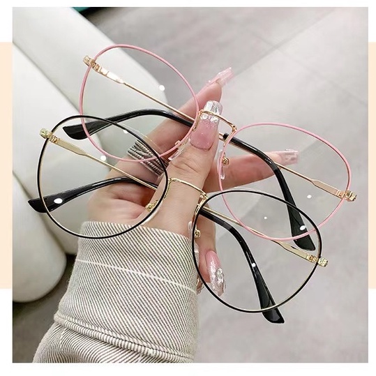 Rowling(ka-275)Kacamata Lensa&amp;Frame/New Fashion Blue Light Blocking Reder/Kacamata Bulat Wanita Import Kacamata Fashion