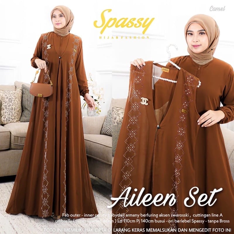 [Ada jumbo] AILEEN set / Ailen Dres / Aileen Dress / Aileen Gamis-Camel
