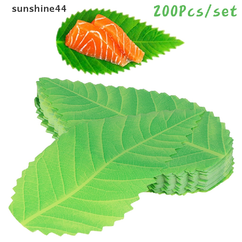 Sunshine 200Pcs / Kantong Daun Hijau Sashimi Jepang Untuk Dekorasi Bento