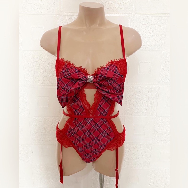 VS Original Very Sexy Wicked Unlined Bow Balconette Teddy Bodysuit  Size M 11196693