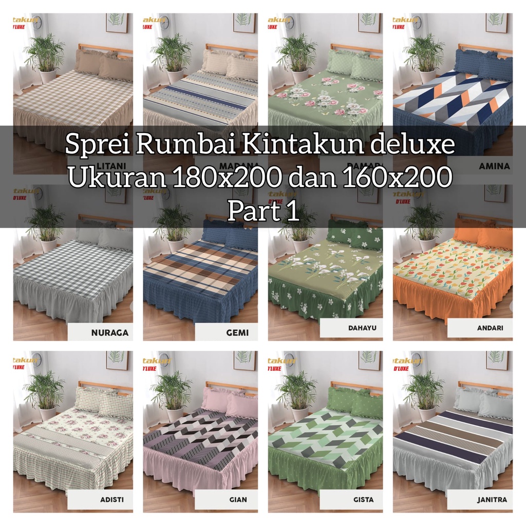 SPREI RUMBAI KINTAKUN 180x200 160x200 KING QUEEN SIZE / KINTAKUN RUMBAI 160x200 180x200 BANTAL 4