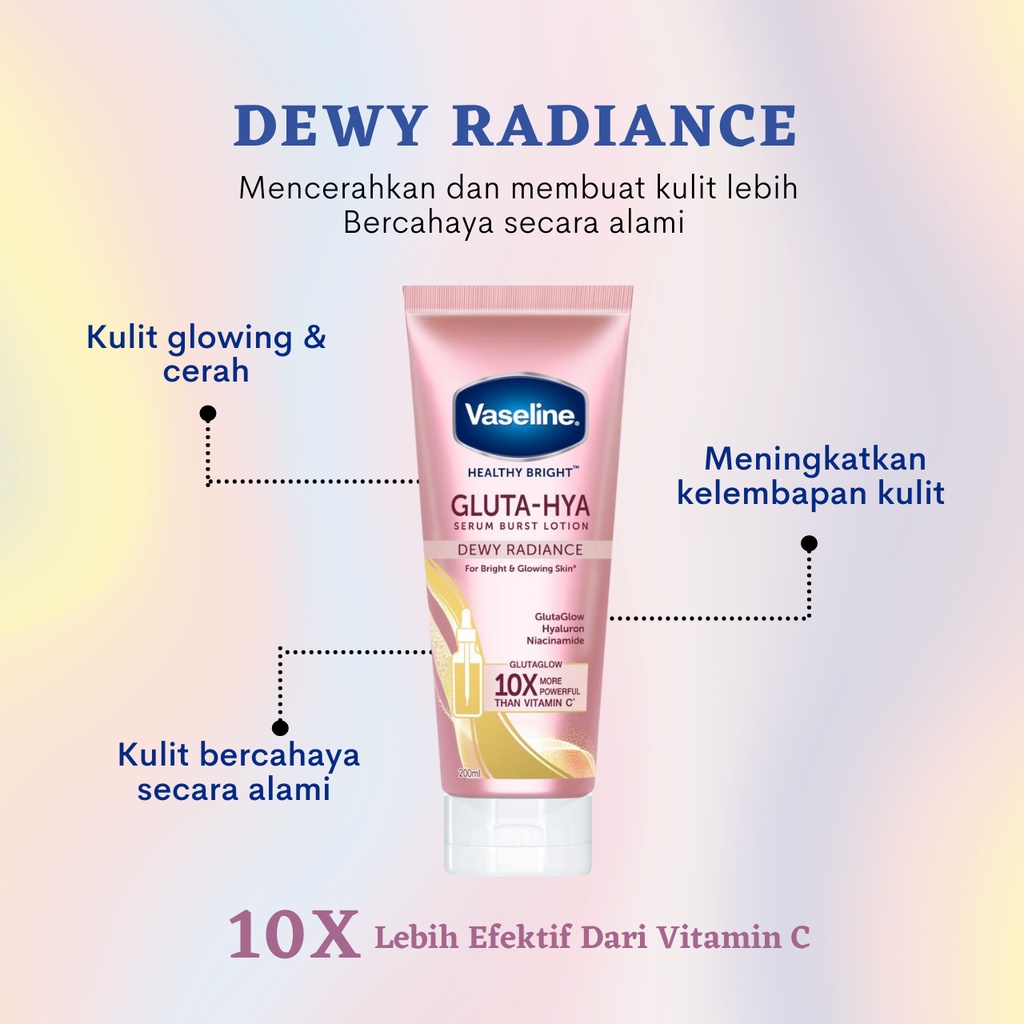 Vaseline Gluta Hyaluron Niacinamide Serum Brust Lotion UV 200ml Body Lotion Vaseline Dewy Radience Flawless Bright Healthy Bright