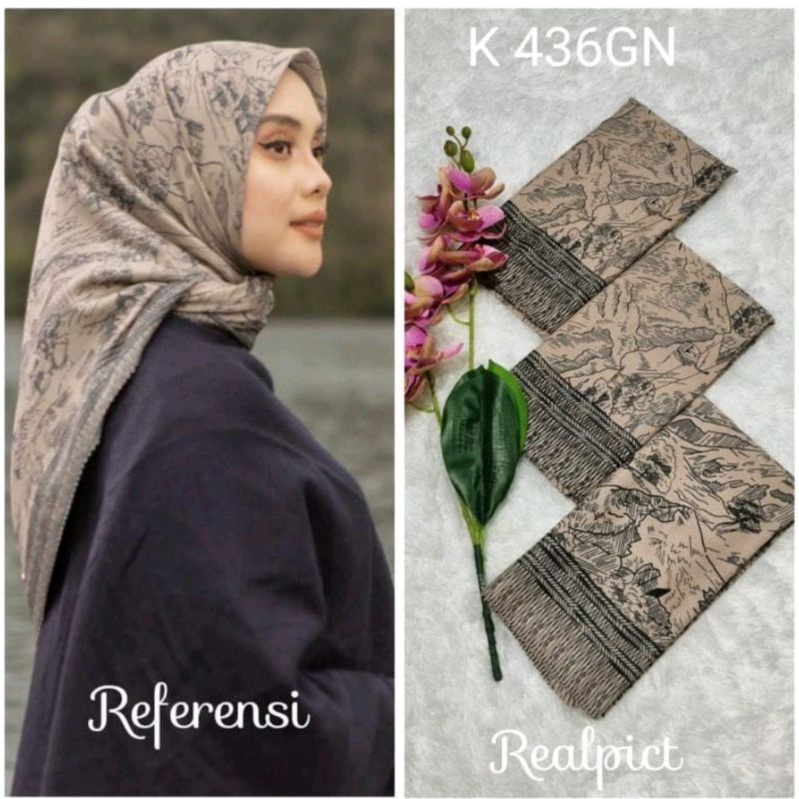 (COD) Hijab Segi Empat Voal premium Motif Panorama Milo / Kerudung Segiempat / Hijab Segi Empat Panorama Milo