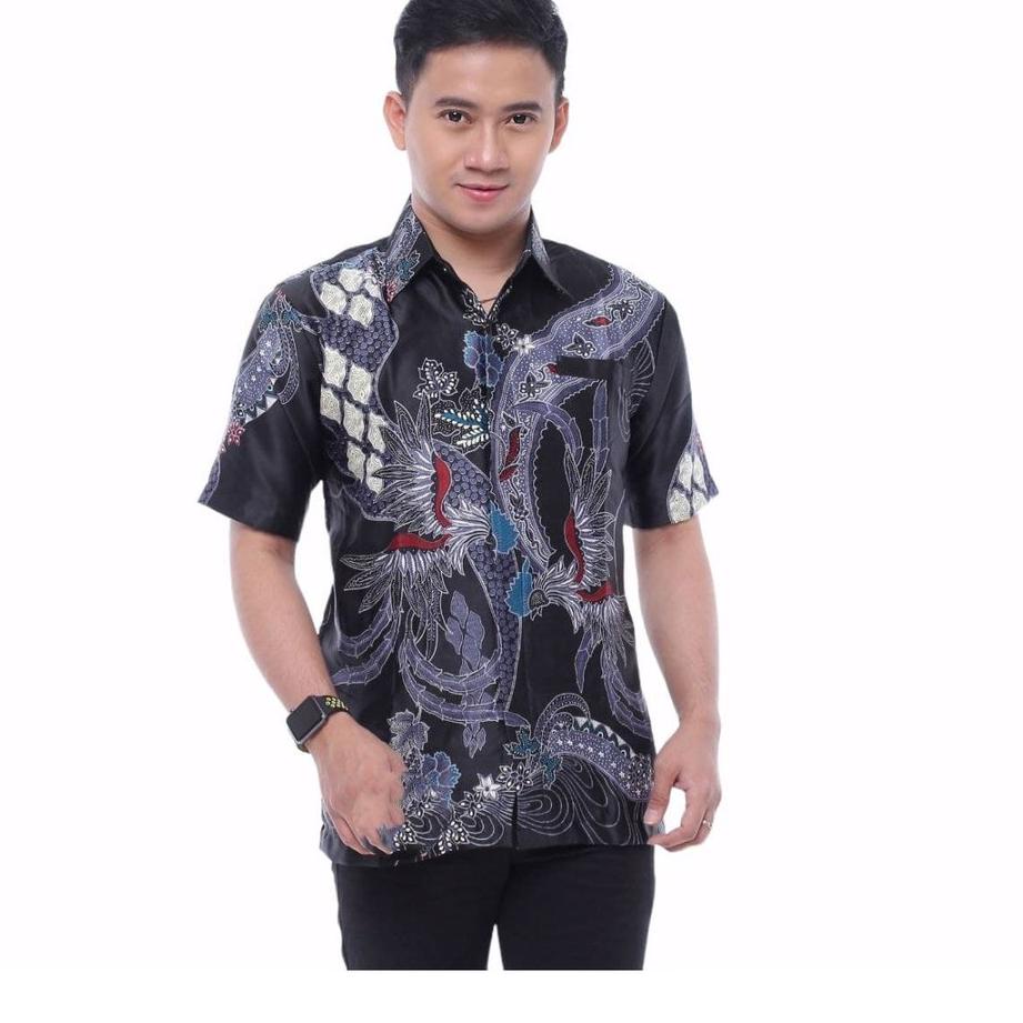 Booming Baju Batik Pria Lengan Pendek Semi Sutera Hem L Laki Sutra Ukuran Regular Asli Pekalongan Be