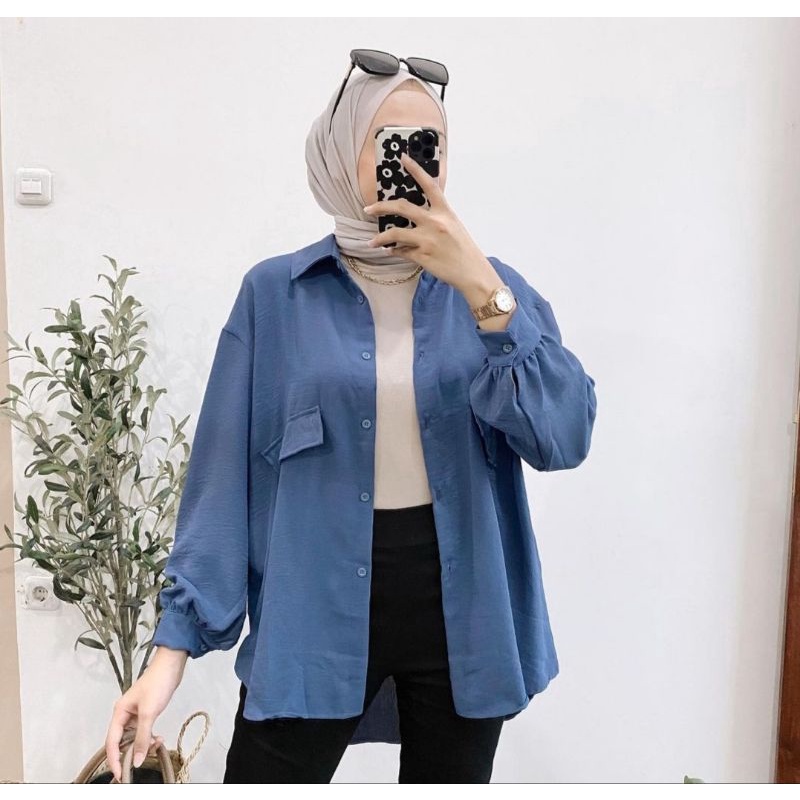 DAILY TOP BLOUSE | CRINCLE KEMEJA OVERSIZE