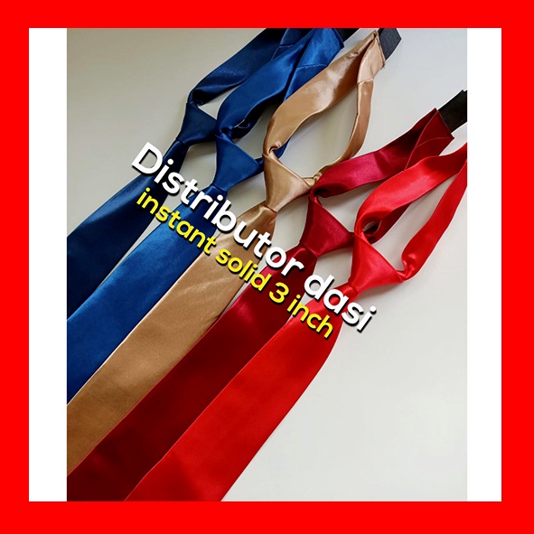 Dasi Instant Polos Standart Pakai Velcro Atau Prepetan 3 inch 8 cm ready stock