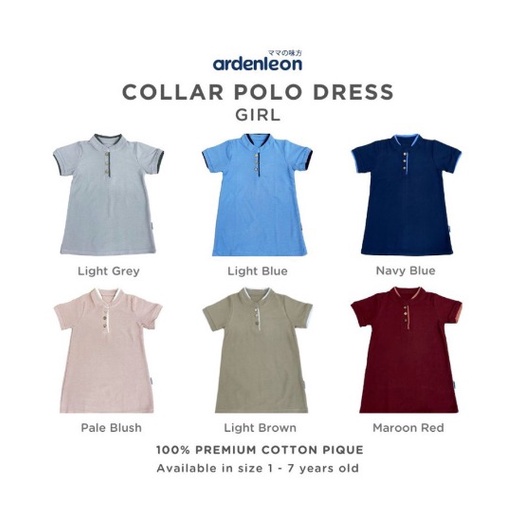 Ardenleon - Girls Collar Polo Dress | Dress Anak Perempuan 1-7tahun