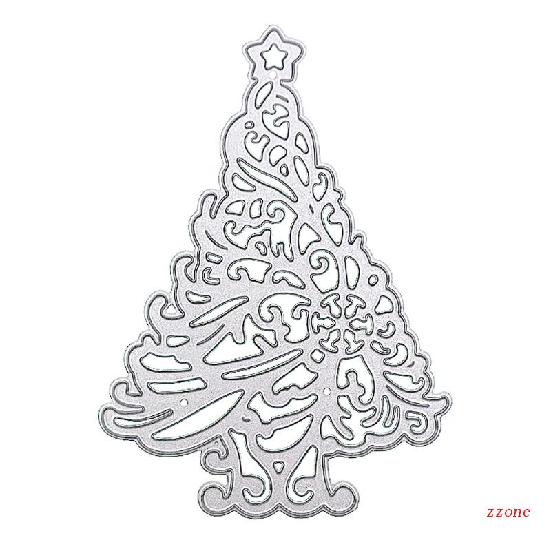 Zzz Cetakan Stensil Cutting Dies Motif Pohon Natal + Bintang Bahan Metal Untuk Scrapbook / Craft DIY