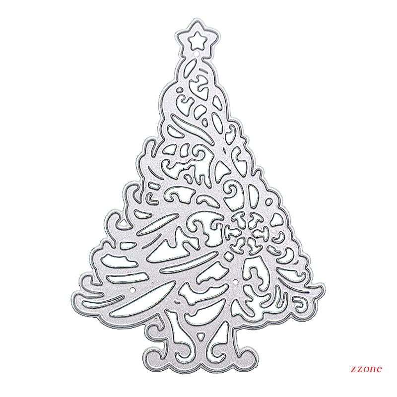 Zzz Cetakan Stensil Cutting Dies Motif Pohon Natal + Bintang Bahan Metal Untuk Scrapbook / Craft DIY