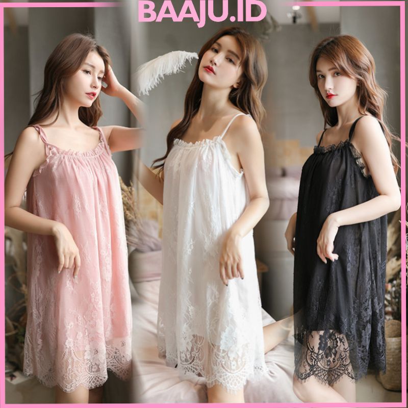 BAAJU.ID - SET LINGERIE DRESS -LINGERIE BRUKAT - LINGERIE BIG SIZE - GAUN SEXY WANITA - NIGHT GOWN