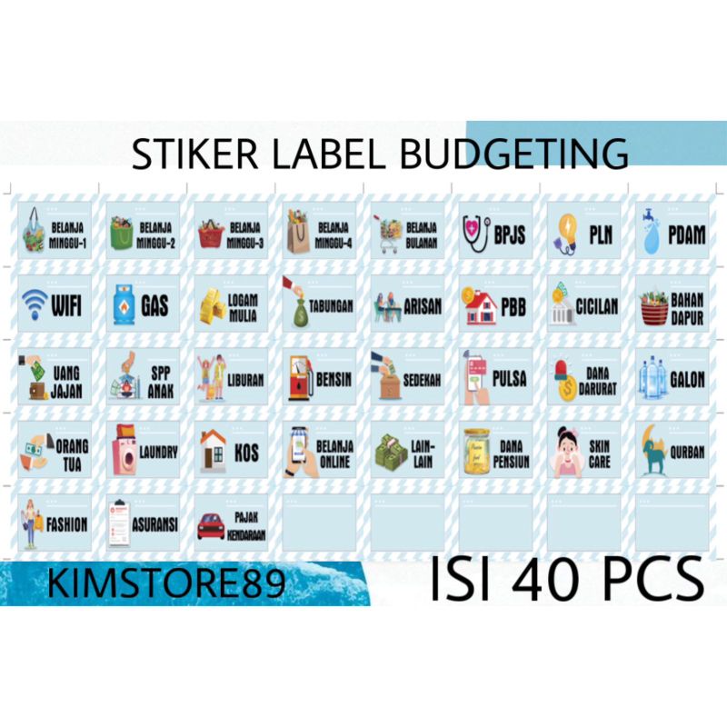 STIKER DOMPET KEUANGAN / STIKER LABEL BUDGETING / STIKER DOMPET DISPILIN ISI 40PCS TERLENGKAP