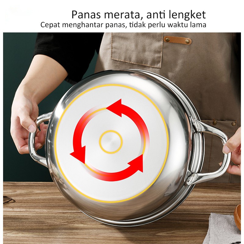 Panci Steamer Stainless Steel Kukus 1 Susun Panci Rebus Milk Pot Dandang Steamer Cooking Pot Deep Fryer