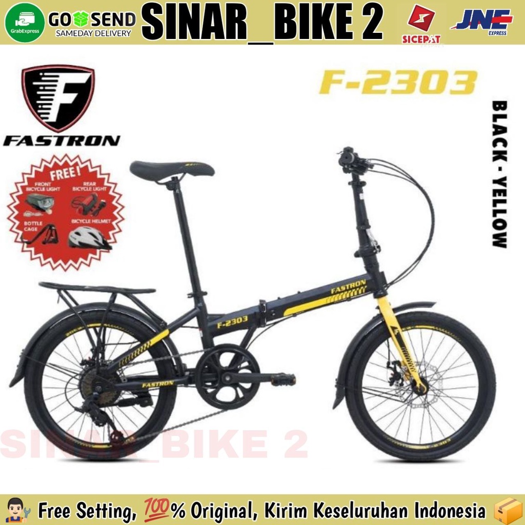 Sepeda Lipat 20 inch FASTRON F-2303 Boncengan Rem Cakram BANYAK BONUS