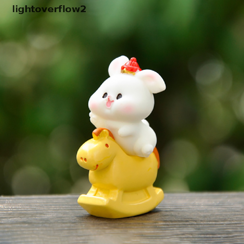 (lightoverflow2) 1pc Miniatur Kelinci Kartun Bahan Resin Untuk Dekorasi Taman Mini / Rumah (ID)