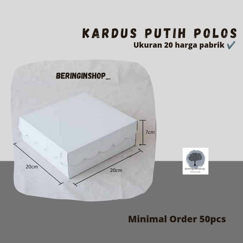 Kardus Putih Polos | Kotak Makan | Box Nasi Hajatan | Kotak Makan 20 Ukuran 20x20x7 cm