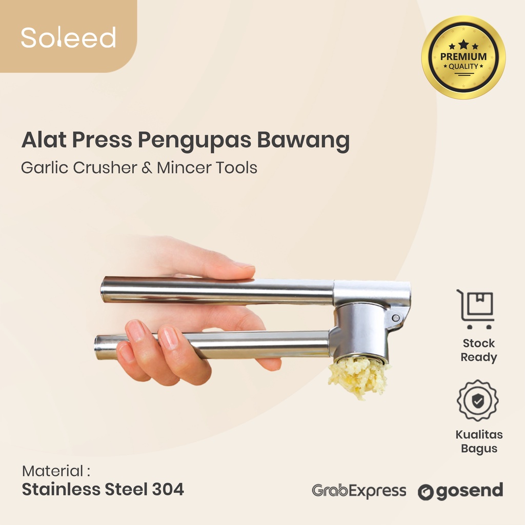 SOLEED ALAT PENGHANCUR BAWANG PUTIH STAINLESS SETEEL GARLIC PRESS