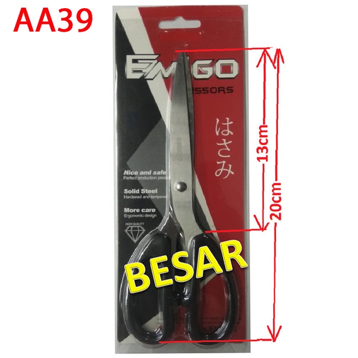 

Nikmati Gunting Besar P=20Cm /13Cm Stainless Tajam Merk: Emigo/Lain Setara Bergaransi
