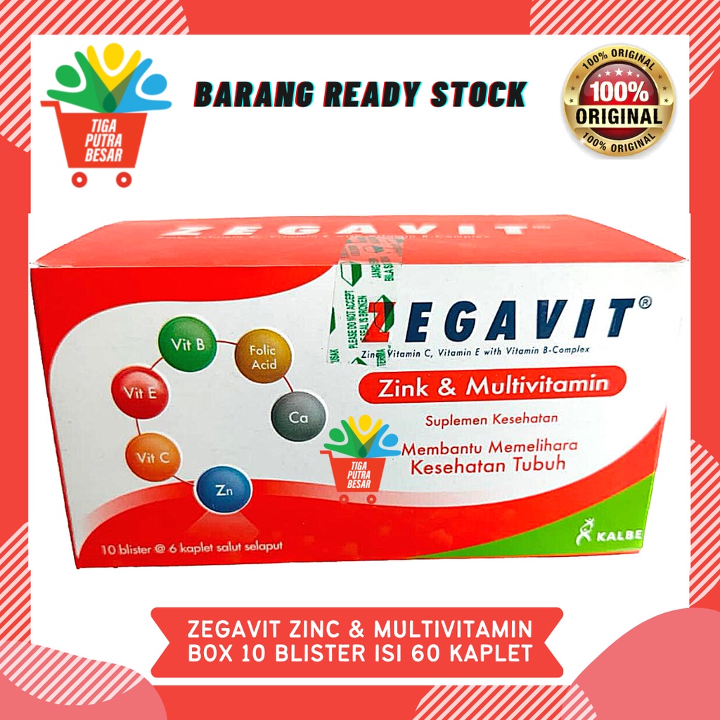 ZEGAVIT MULTIVITAMIN DAN ZINK BOX 10 BLISTER ISI 50 KAPLET / SUPLEMEN KESEHATAN