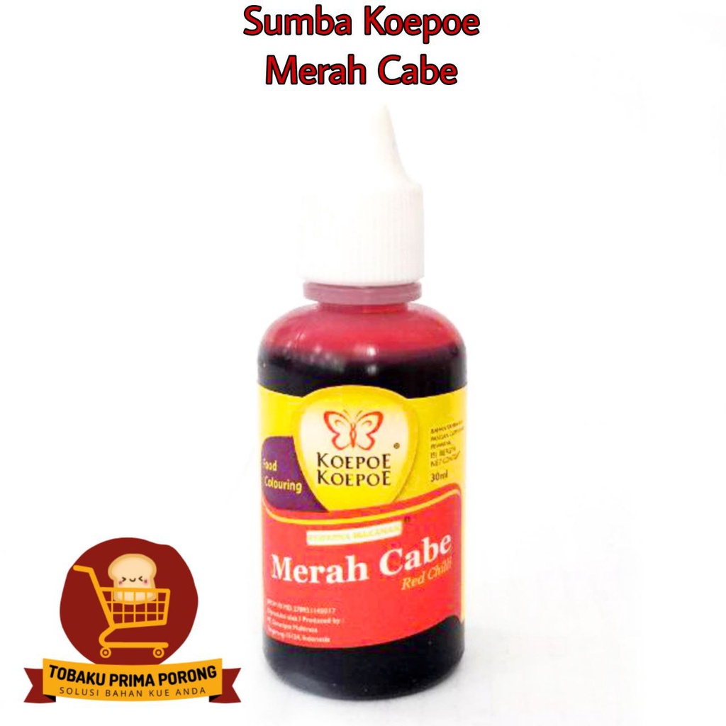 

PEWARNA KOEPOE KOEPOE MERAH CABE 30ML - SUMBO KOEPOE WATER BASE - PEWARNA MAKANAN - FOOD COLOURING