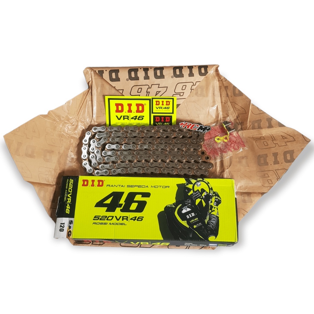 RANTAI RANTE CHAIN 520X120 520-120 L SXG CHROME  SILVER GOLD SOLID BUSH XRING X-RING X RING V-SERIES V SERIES MODEL VR 46 ROSSI DIRECTCOCOK UNTUK MOTOR 125CC 125 CC -  800CC ORIGINAL D.I.D DID ASLI