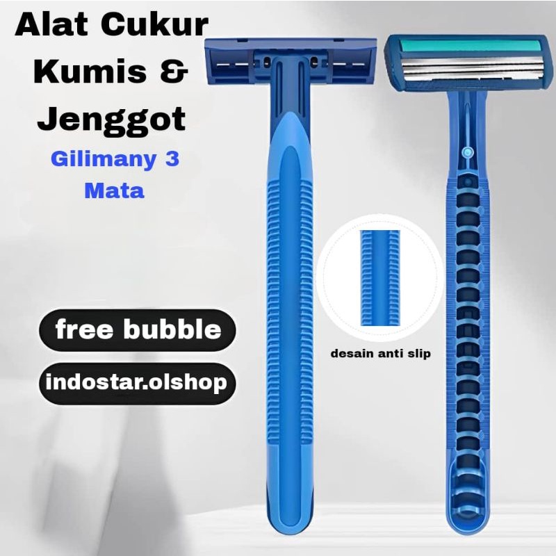 Alat Cukur/Cukuran Jenggot/Cukuran Kumis/Gilimany 3 Mata Pisau⭐ IndoStar ⭐