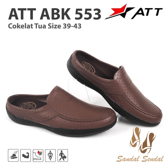 Sepatu Slip On Karet Pria ABK 553 Coklat Tua