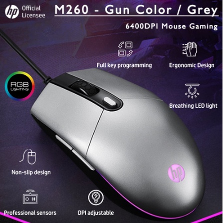 ITSTORE OPTICAL MOUSE HP M260 Mouse Gaming Wired 6400 DPI RGB ORIGINAL 6Button Macro