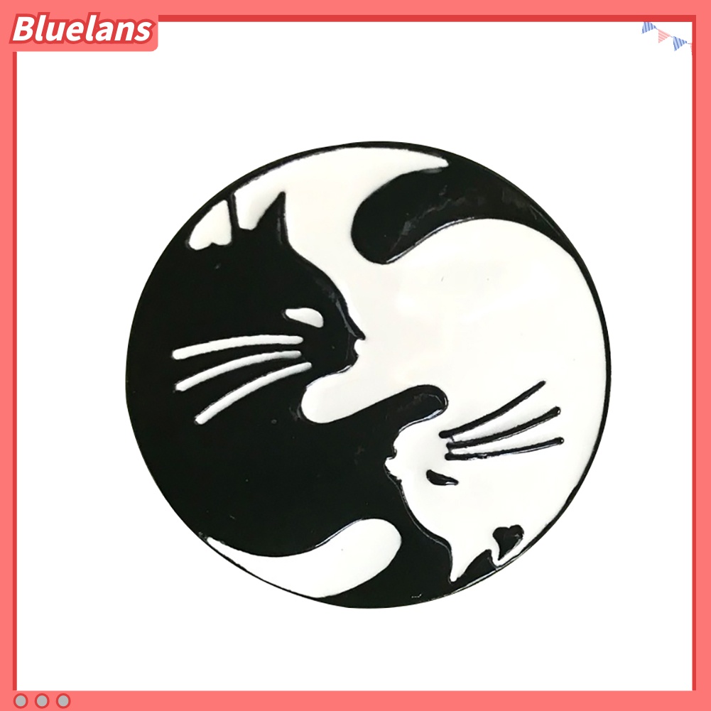 Bros Pin Enamel Bentuk Kucing Bulat Untuk Dekorasi Pakaian Topi Ransel Unisex