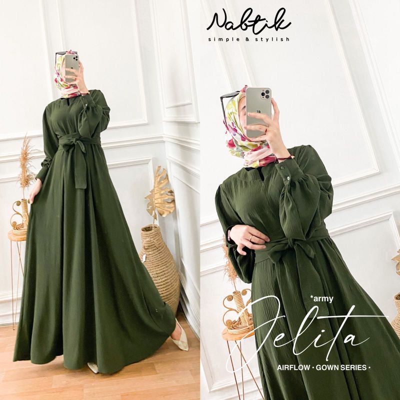 Gamis Muslimah Terbaru Jelita Dress Crinkle Airflow