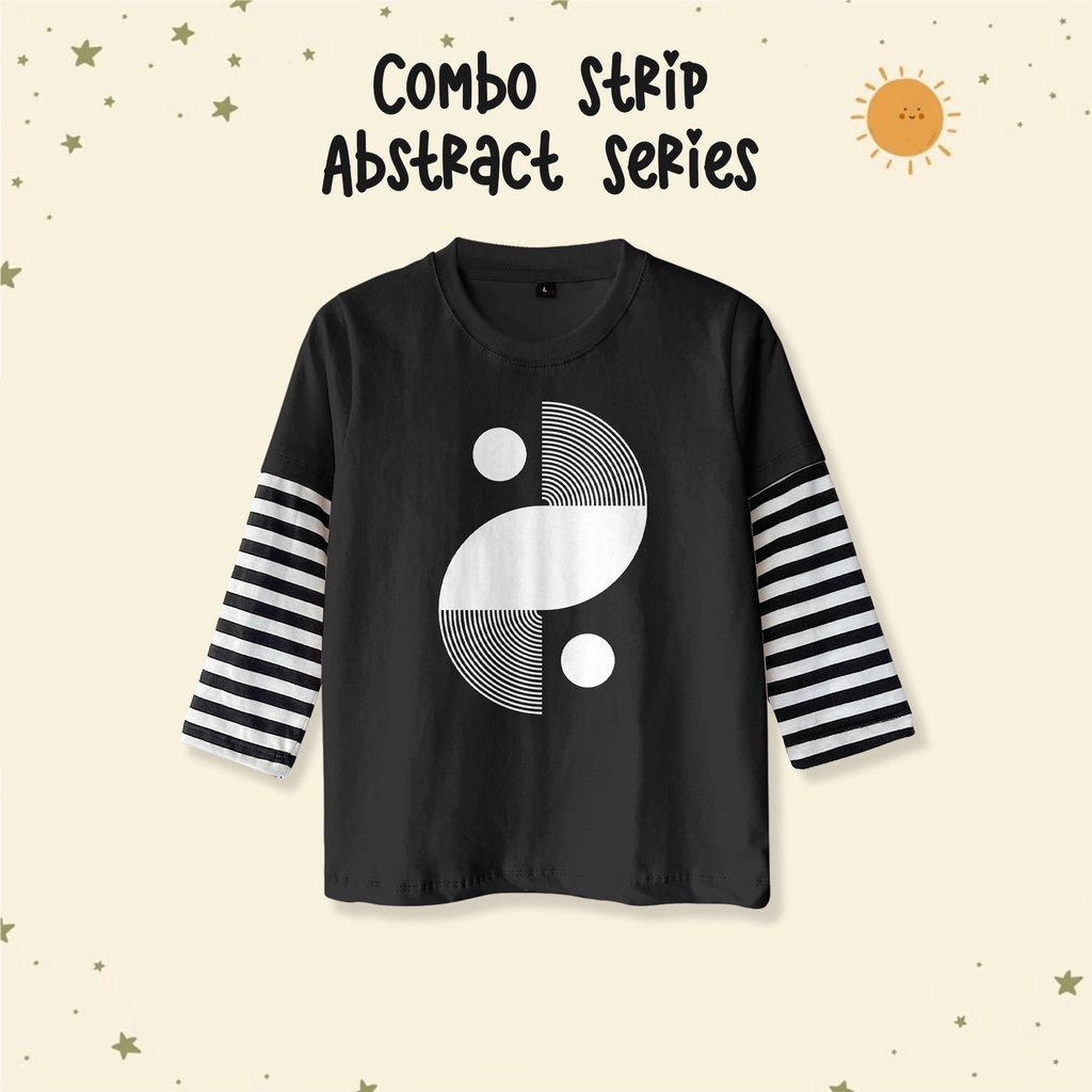 Kaos distro anak lengan panjang sambung Motif Abstract Series keren Laki-laki perempuan 1-12 tahun Abstract 7