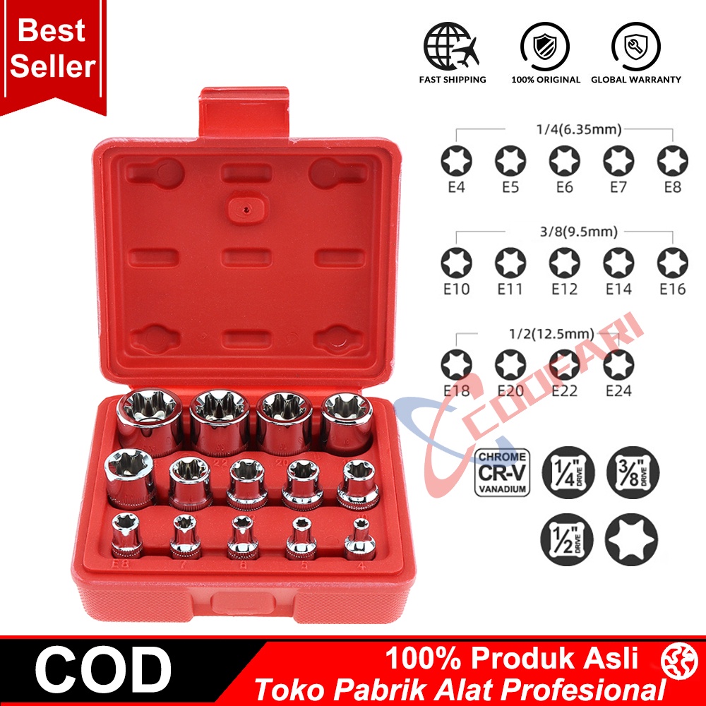 COOFARI Mata Shock 1/4, 3/8, 1/2 Inch E4-E24 14 Pcs