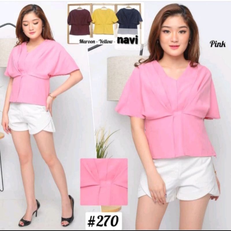 Cherry_Blouse atasan bahan Polyester import