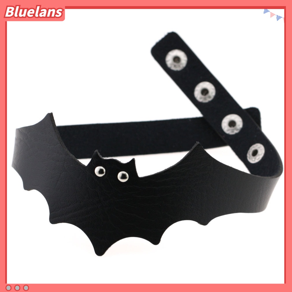 Bluelans Kalung Choker Bahan Kulit Imitasi Desain Kelelawar Gaya Punk Rock Gothic