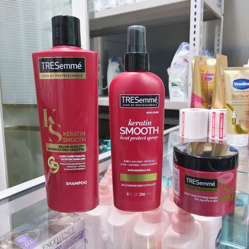 Tresemme Shampo-Tresemme Hair Mask-Tresemme Heat Protection Spray Keratin Smooth