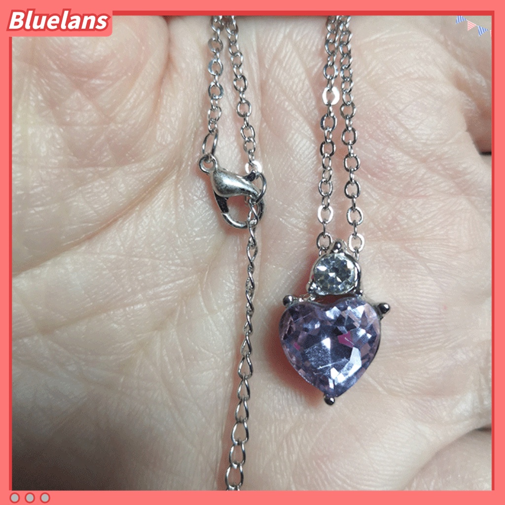 1 Set Perhiasan Kalung Anting Liontin Hati Aksen Berlian Imitasi Berkilau Tahan Lama Untuk Pernikahan