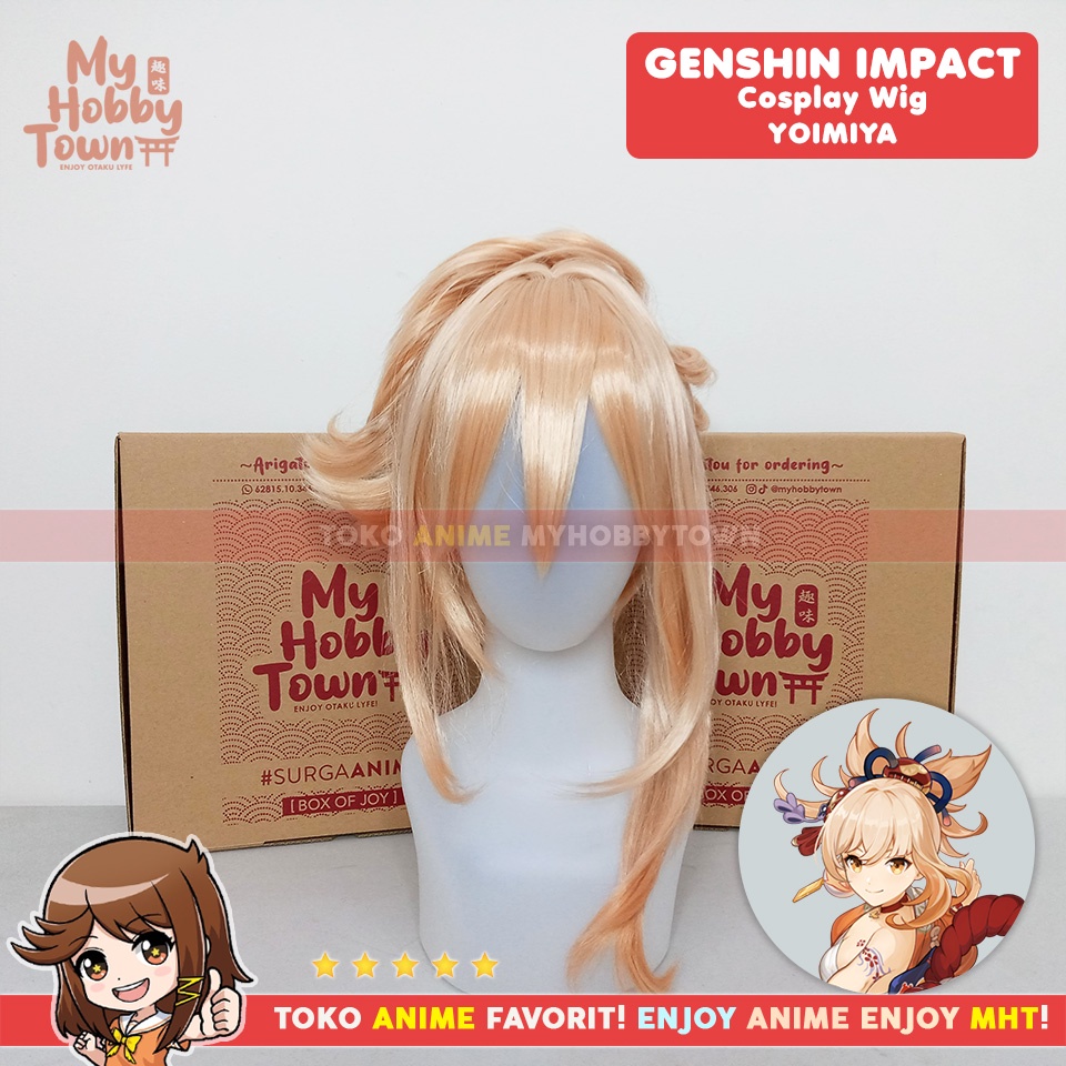 Wig Cosplay Anime Game Genshin Impact : Yoimiya Rambut Palsu